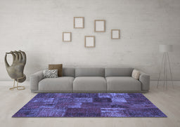 Machine Washable Patchwork Blue Transitional Rug in a Living Room, wshcon540blu