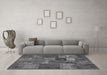 Machine Washable Patchwork Gray Transitional Rug in a Living Room,, wshcon540gry