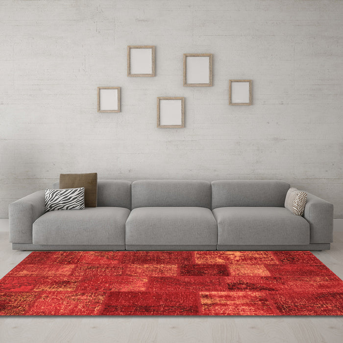 Machine Washable Patchwork Orange Transitional Area Rugs in a Living Room, wshcon540org
