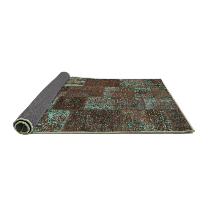 Sideview of Patchwork Turquoise Transitional Rug, con540turq