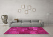 Machine Washable Patchwork Pink Transitional Rug in a Living Room, wshcon540pnk