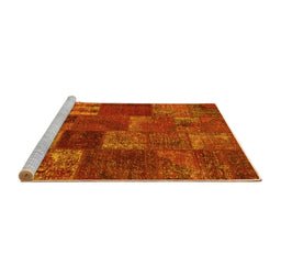 Sideview of Machine Washable Patchwork Yellow Transitional Rug, wshcon540yw