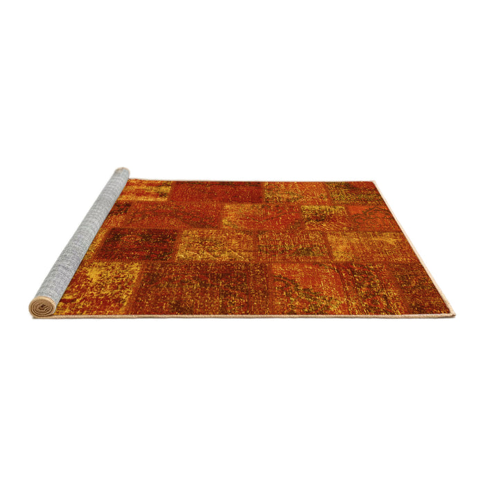 Sideview of Machine Washable Patchwork Yellow Transitional Rug, wshcon540yw