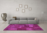 Machine Washable Patchwork Purple Transitional Rug, wshcon540pur