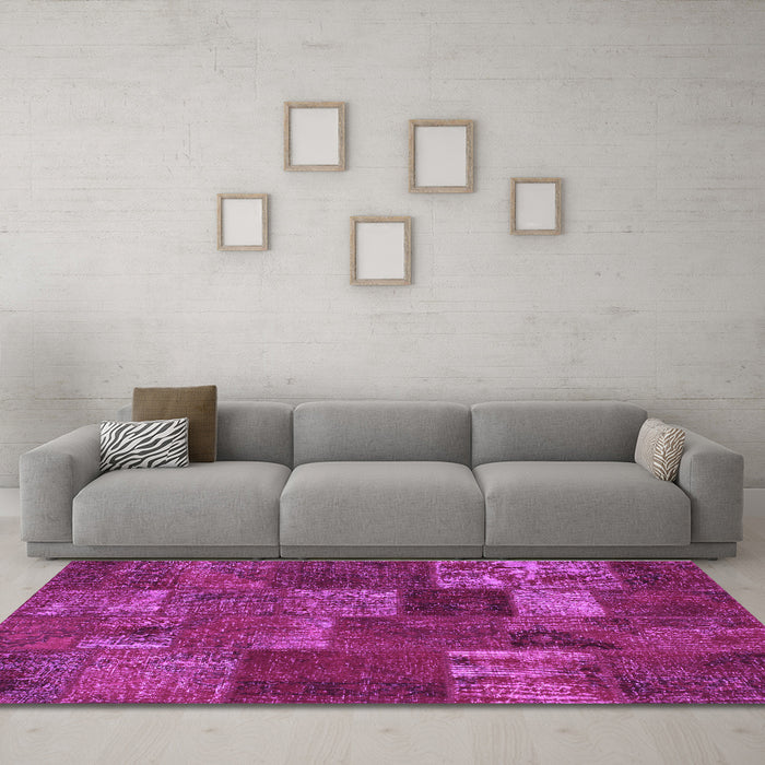 Machine Washable Patchwork Purple Transitional Area Rugs in a Living Room, wshcon540pur