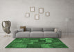 Machine Washable Patchwork Emerald Green Transitional Area Rugs in a Living Room,, wshcon540emgrn