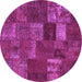 Round Patchwork Purple Transitional Rug, con540pur