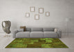 Machine Washable Patchwork Green Transitional Area Rugs in a Living Room,, wshcon540grn
