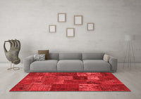 Machine Washable Patchwork Red Transitional Rug, wshcon540red