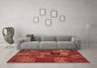 Machine Washable Patchwork Brown Transitional Rug in a Living Room,, wshcon540brn