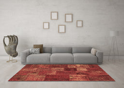 Machine Washable Patchwork Brown Transitional Rug in a Living Room,, wshcon540brn