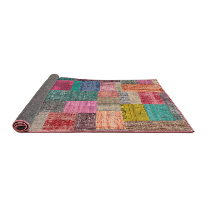 Thickness of Contemporary Cherry Red Patchwork Rug, con541