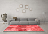 Machine Washable Patchwork Red Transitional Rug, wshcon541red