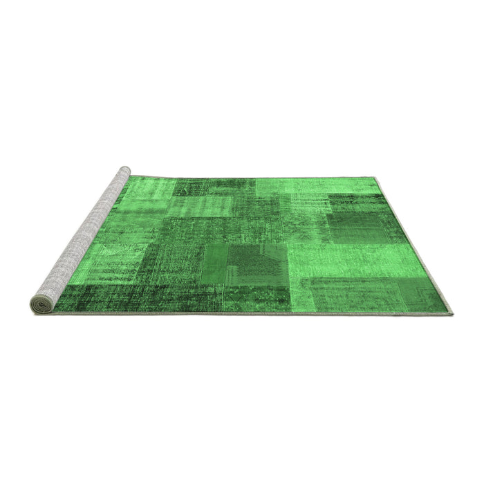 Sideview of Machine Washable Patchwork Emerald Green Transitional Area Rugs, wshcon541emgrn