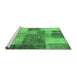 Sideview of Machine Washable Patchwork Emerald Green Transitional Area Rugs, wshcon541emgrn