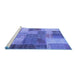 Sideview of Machine Washable Patchwork Blue Transitional Rug, wshcon541blu