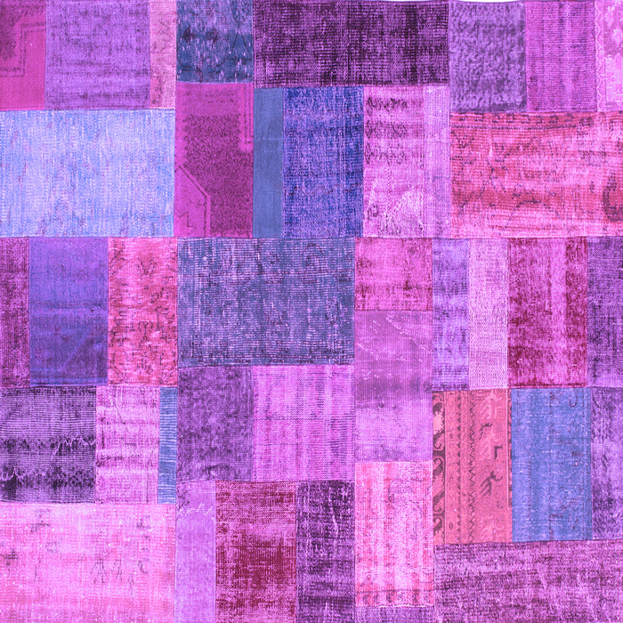 Square Patchwork Purple Transitional Rug, con541pur