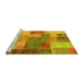 Sideview of Machine Washable Patchwork Yellow Transitional Rug, wshcon541yw