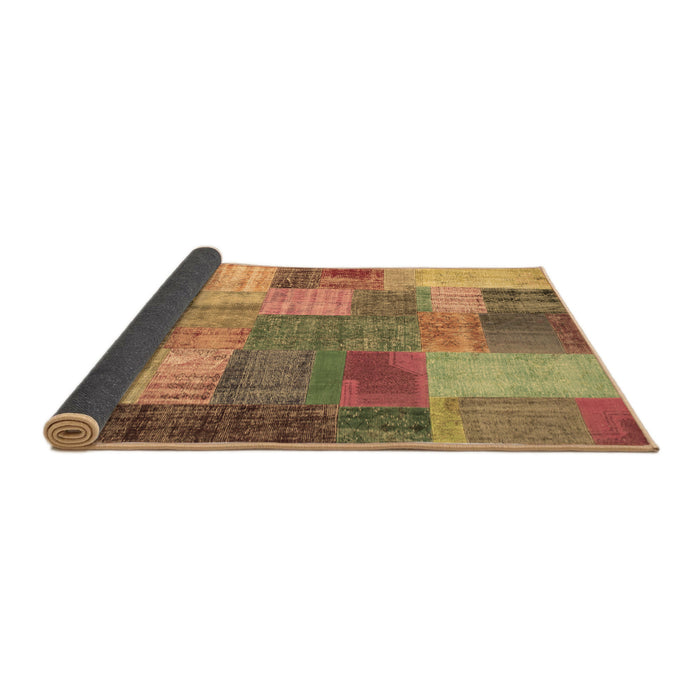 Sideview of Patchwork Brown Transitional Rug, con541brn