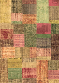 Patchwork Brown Transitional Rug, con541brn