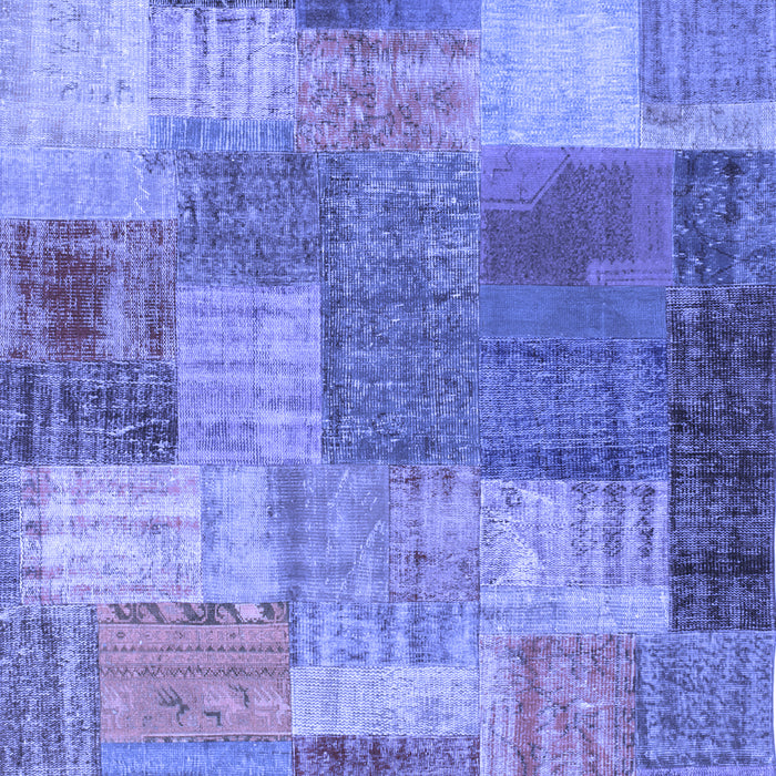 Machine Washable Patchwork Blue Transitional Rug, wshcon541blu