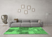 Machine Washable Patchwork Emerald Green Transitional Area Rugs in a Living Room,, wshcon541emgrn