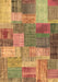 Machine Washable Patchwork Brown Transitional Rug, wshcon541brn