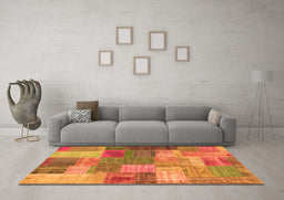 Machine Washable Patchwork Orange Transitional Area Rugs in a Living Room, wshcon541org
