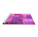 Sideview of Machine Washable Patchwork Pink Transitional Rug, wshcon541pnk