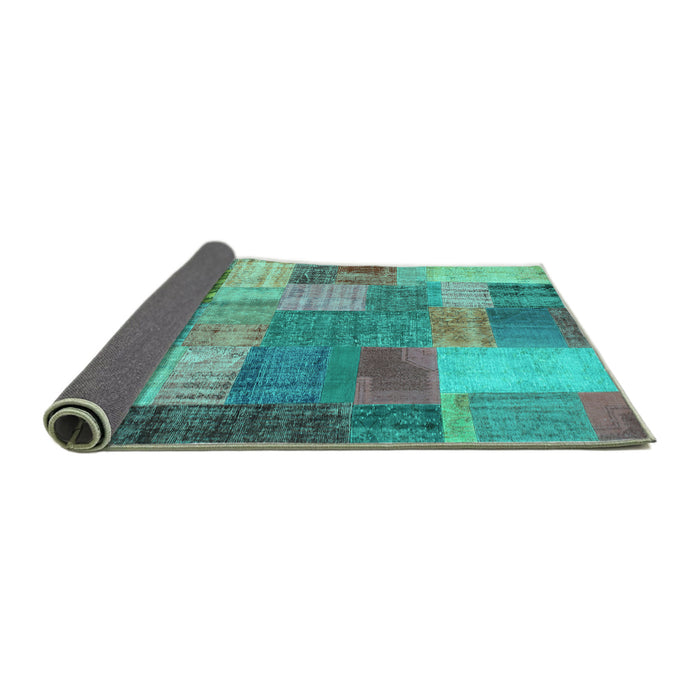 Sideview of Patchwork Turquoise Transitional Rug, con541turq