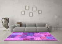 Machine Washable Patchwork Purple Transitional Rug, wshcon541pur