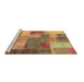 Sideview of Machine Washable Patchwork Brown Transitional Rug, wshcon541brn