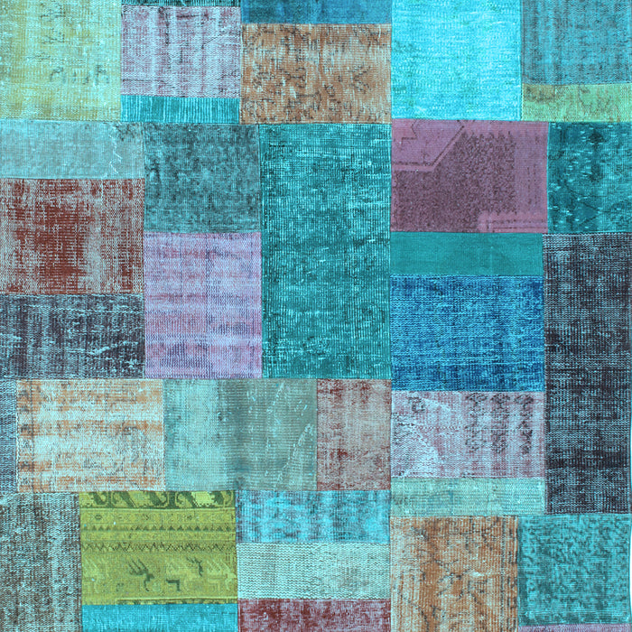 Machine Washable Patchwork Light Blue Transitional Rug, wshcon541lblu
