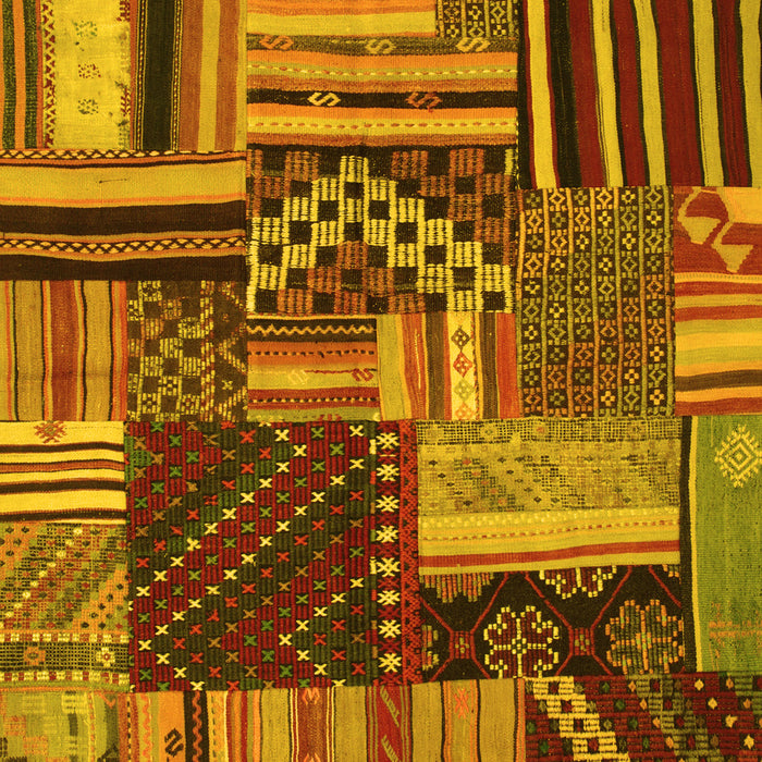 Patchwork Yellow Transitional Rug, con542yw