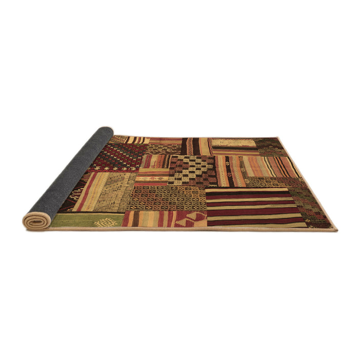 Sideview of Patchwork Brown Transitional Rug, con542brn