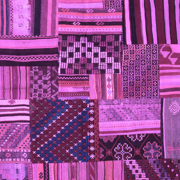 Machine Washable Patchwork Purple Transitional Area Rugs, wshcon542pur