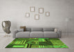 Machine Washable Patchwork Green Transitional Area Rugs in a Living Room,, wshcon542grn