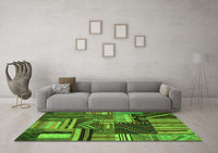 Machine Washable Patchwork Green Transitional Rug, wshcon542grn