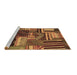 Sideview of Machine Washable Patchwork Brown Transitional Rug, wshcon542brn