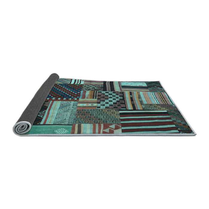 Sideview of Patchwork Light Blue Transitional Rug, con542lblu