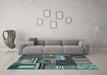 Machine Washable Patchwork Light Blue Transitional Rug in a Living Room, wshcon542lblu