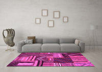 Machine Washable Patchwork Pink Transitional Rug, wshcon542pnk