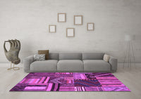 Machine Washable Patchwork Purple Transitional Rug, wshcon542pur