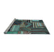 Sideview of Machine Washable Patchwork Light Blue Transitional Rug, wshcon542lblu