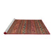 Serging Thickness of Machine Washable Contemporary Tomato Red Rug, wshcon543