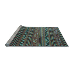 Sideview of Machine Washable Oriental Light Blue Traditional Rug, wshcon543lblu