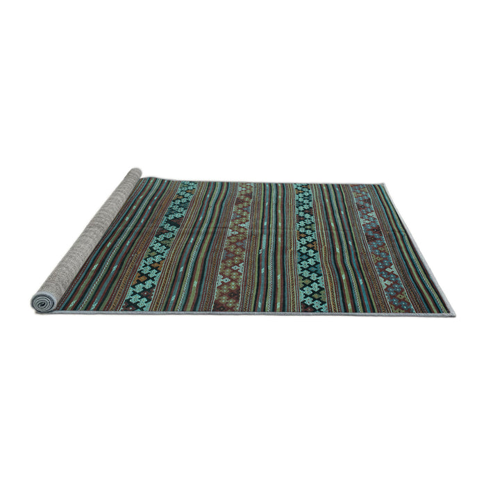 Sideview of Machine Washable Oriental Light Blue Traditional Rug, wshcon543lblu