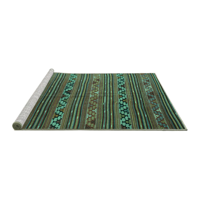 Sideview of Machine Washable Oriental Turquoise Traditional Area Rugs, wshcon543turq