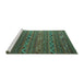 Sideview of Machine Washable Oriental Turquoise Traditional Area Rugs, wshcon543turq