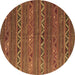 Round Oriental Brown Traditional Rug, con543brn